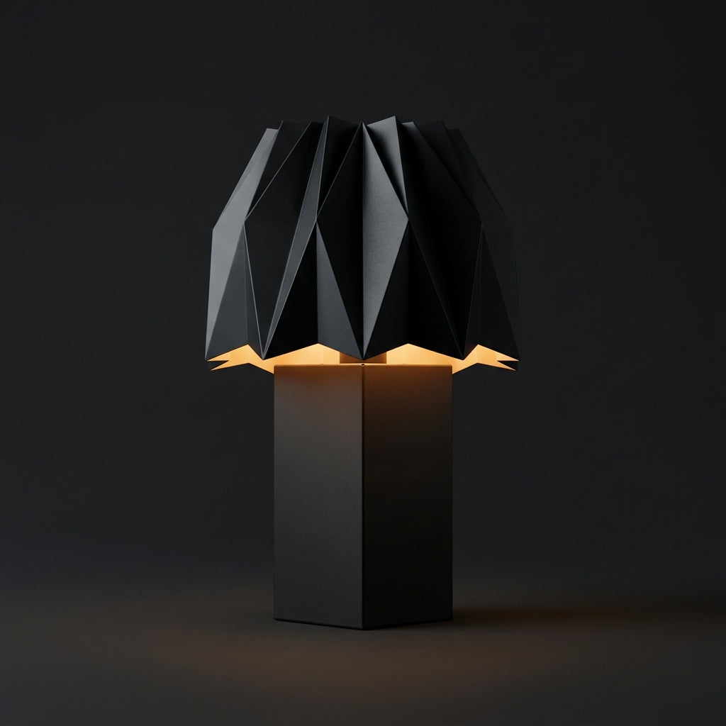 Zwarte Design Tafellamp Origami | Nachtlamp Mat Zwart