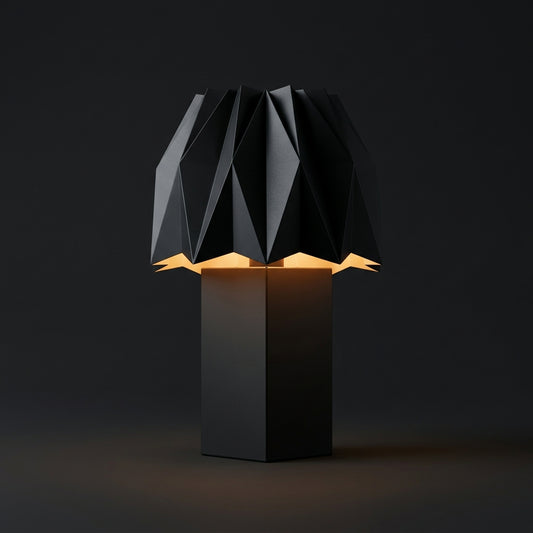 Zwarte Design Tafellamp Origami | Nachtlamp Mat Zwart